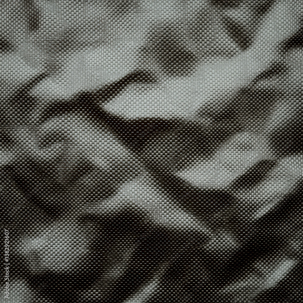 Fototapeta premium Close-up of Textured Dark Gray Carbon Fiber Material Showing Subtle Wrinkles and Uneven Surface Detail