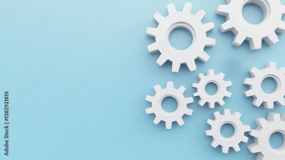 Marketing metrics engagement automation concept. Gears on a blue background representing engineering concepts. Marketing metrics engagement automation concept. Gears on a blue background representing engineering concepts.