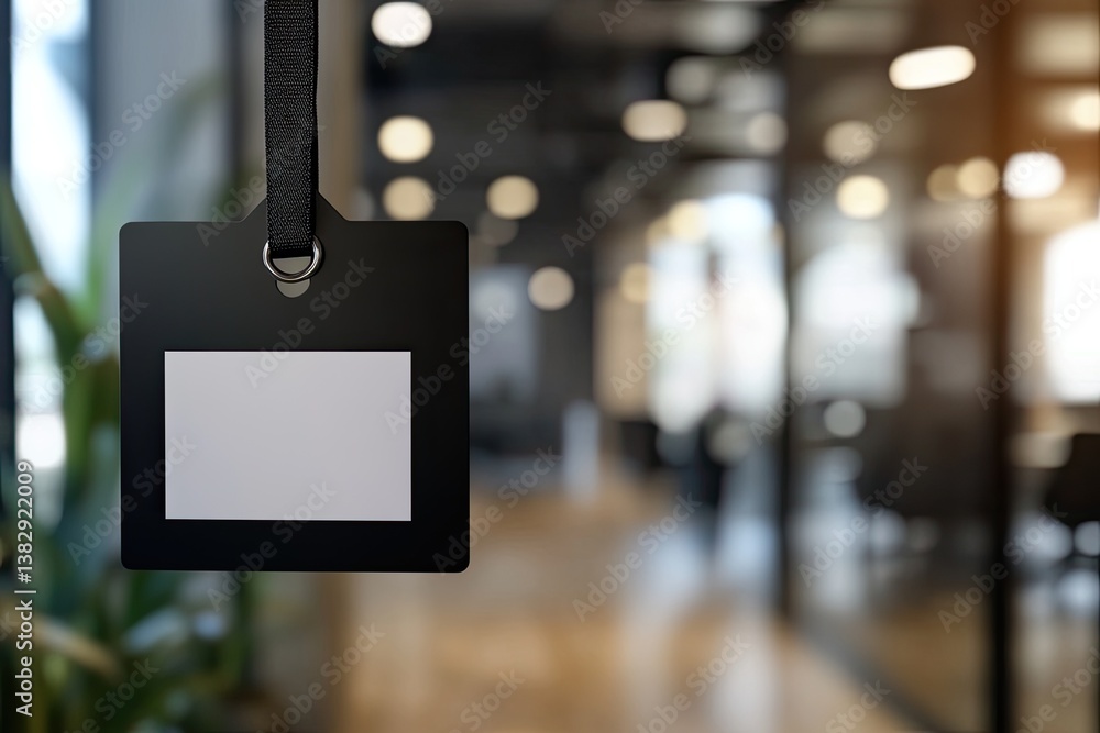 Blank ID Badge in Office Setting Blank ID Badge in Office Setting