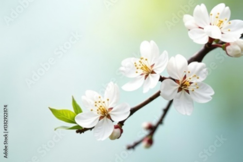 Wallpaper Mural Delicate white blossoms on a branch, pure backdrop , bloom, minimalist, fragile Torontodigital.ca