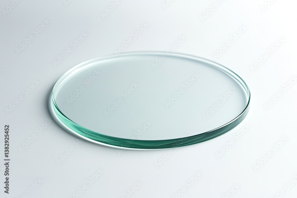 Circular glass disc on plain surface Circular glass disc on plain surface