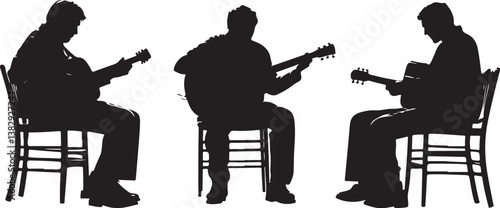 "Elegant Guitarist Silhouettes" or "Musical Princesses with Guitars
