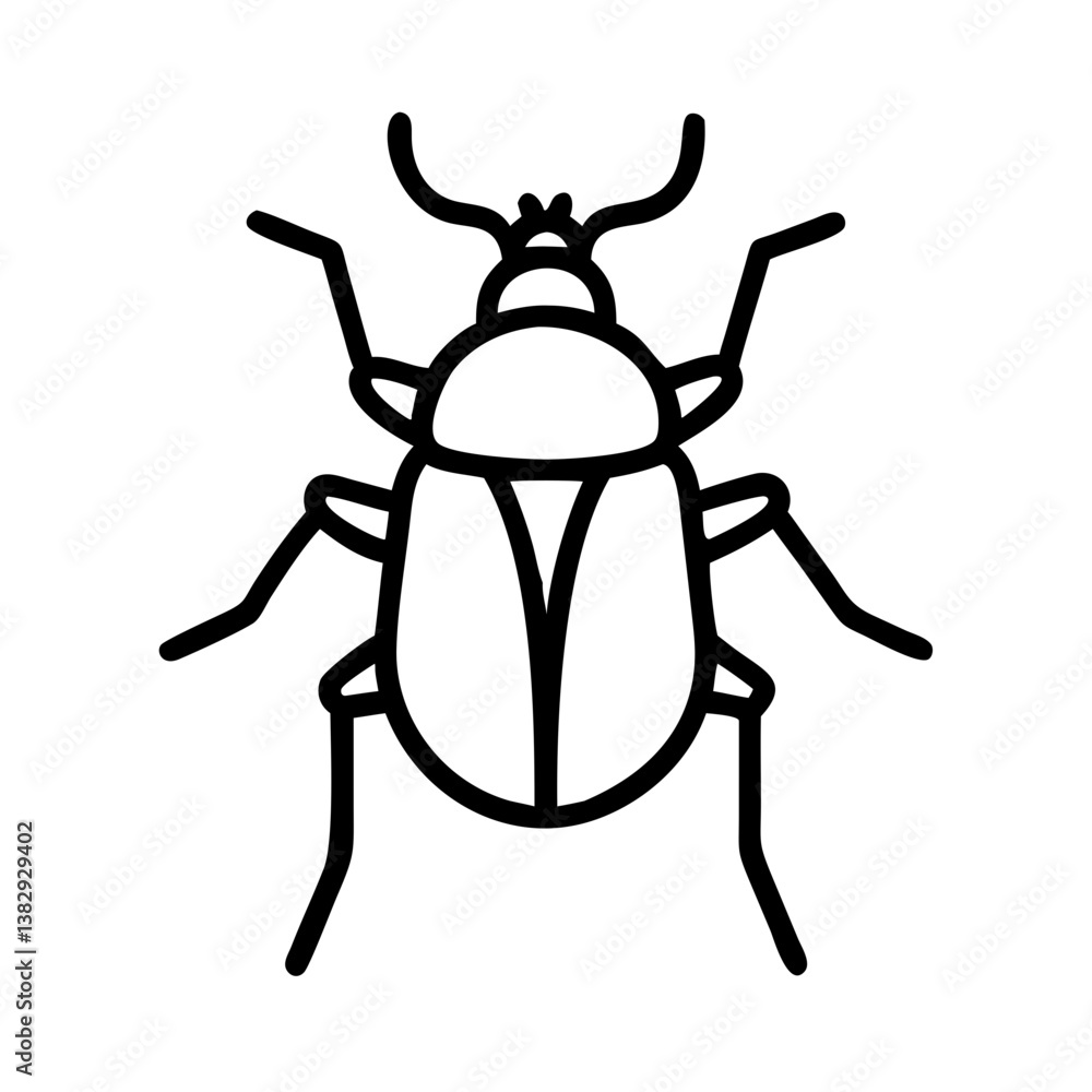 beetle vector icon, simple black outline line icon of beetle, animal vector line art icon beetle vector icon, simple black outline line icon of beetle, animal vector line art icon