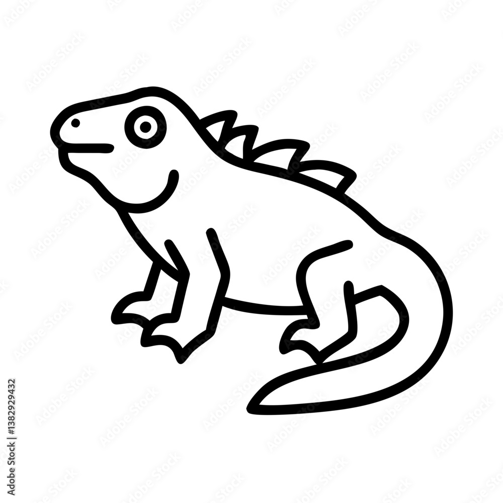 iguana vector icon, simple black outline line icon of iguana, animal vector line art icon iguana vector icon, simple black outline line icon of iguana, animal vector line art icon
