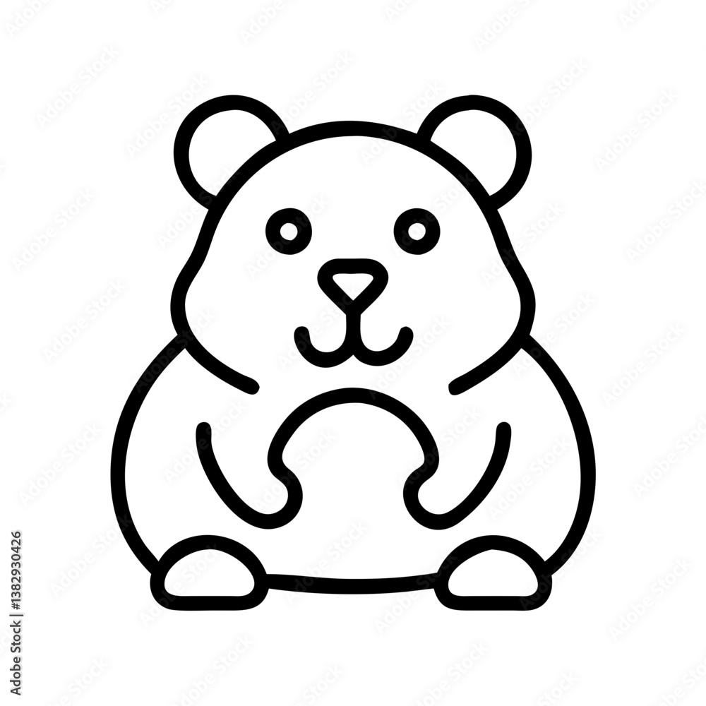 hamster vector icon, simple black outline line icon of hamster, animal vector line art icon hamster vector icon, simple black outline line icon of hamster, animal vector line art icon