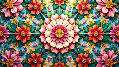 Intricate floral motif within a repeating hexagonal pattern , elegant, hexagon, geometric floral