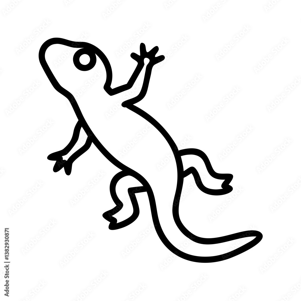 lizard vector icon, simple black outline line icon of lizard, animal vector line art icon lizard vector icon, simple black outline line icon of lizard, animal vector line art icon