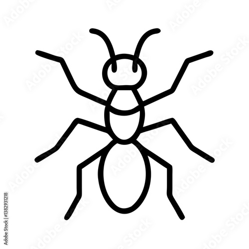 ant vector icon, simple black outline line icon of ant, animal vector line art icon