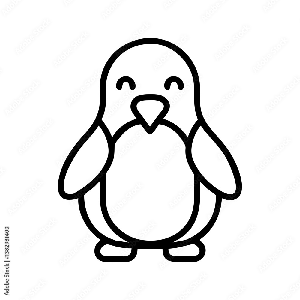 penguin vector icon, simple black outline line icon of penguin, animal vector line art icon penguin vector icon, simple black outline line icon of penguin, animal vector line art icon