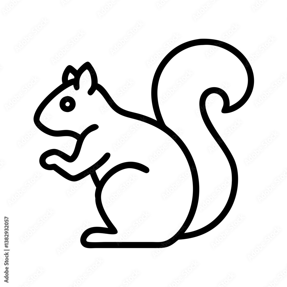 squirrel vector icon, simple black outline line icon of squirrel, animal vector line art icon squirrel vector icon, simple black outline line icon of squirrel, animal vector line art icon