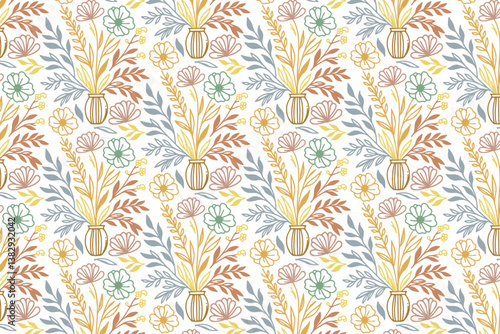 seamless floral line art for abstract wallpaper and lightweight women’s fashion fabric prints

