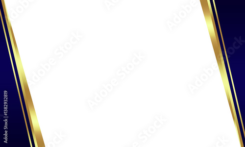 Abstract dark blue gold luxury triangle tipped space card frame as cover decoration isolated on white background