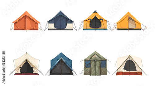 Set of camping tent vector illustrations tents isolated on a white background
