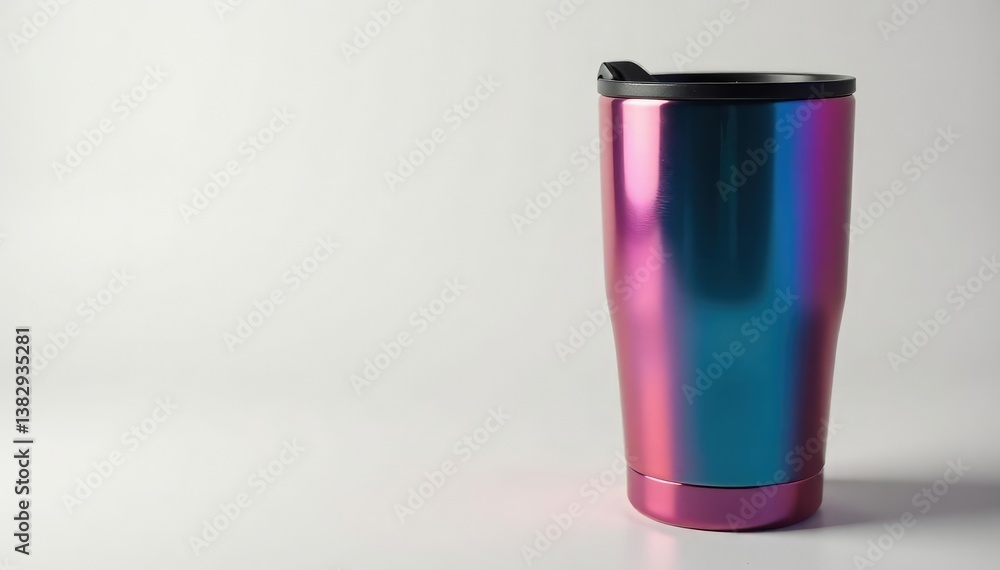 Large capacity travel mug, stainless steel, lid visible , close-up, photography, product Large capacity travel mug, stainless steel, lid visible , close-up, photography, product