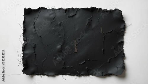 Rugged black sketch paper with worn-out edges and soft fibers
