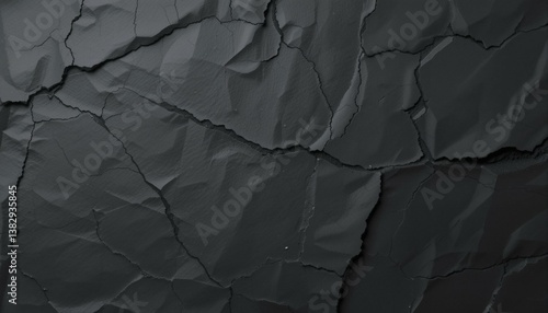 Worn black construction paper with deep creases and folds