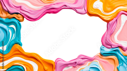 Fototapeta Naklejka Na Ścianę i Meble -  Abstract paint border with vibrant colors, cut out transparent