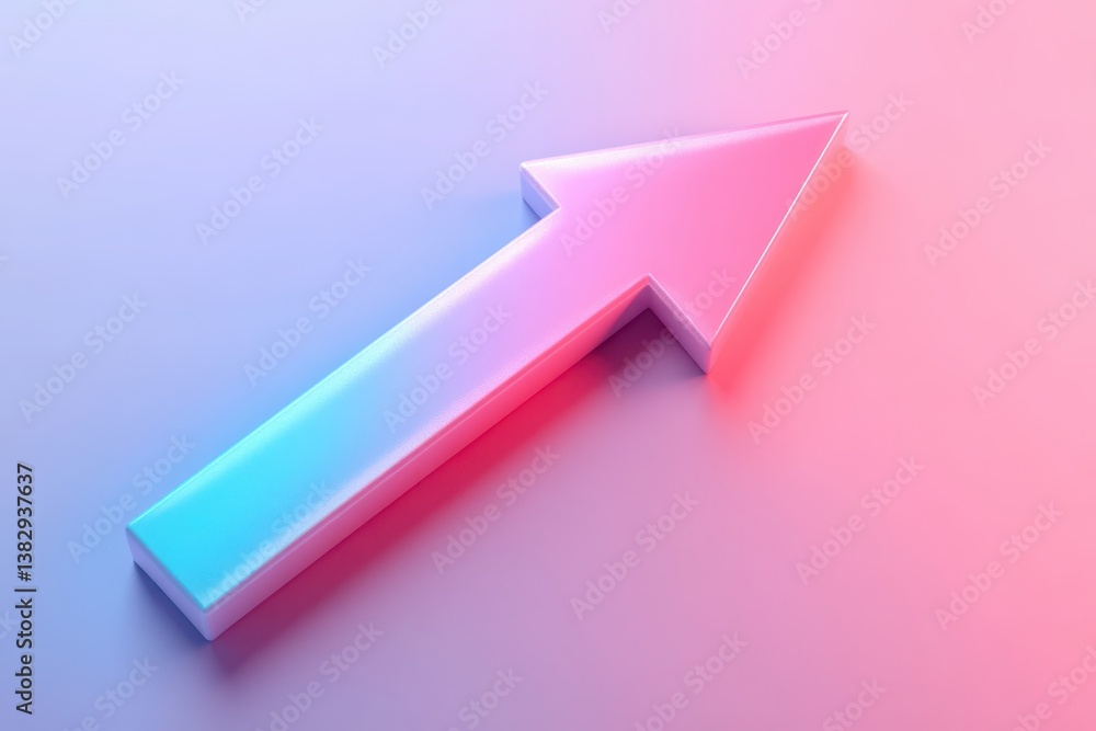 Upward 3D Arrow With Pastel Gradient And Glossy Finish In Minimalist Design Upward 3D Arrow With Pastel Gradient And Glossy Finish In Minimalist Design