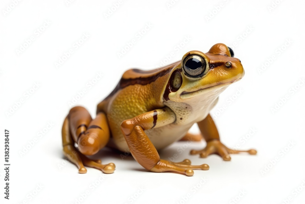 Obraz premium Single brown frog isolated, pure white backdrop, brown, still