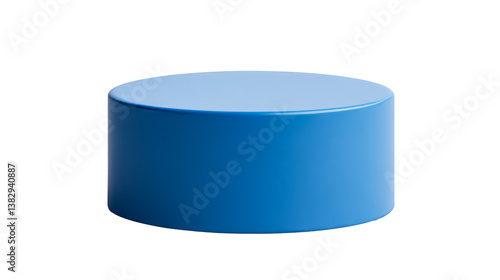 Blue cylinder for product display, podium, empty space, cut out transparent