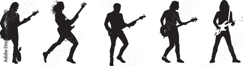 "Elegant Guitarist Silhouettes" or "Musical Princesses with Guitars