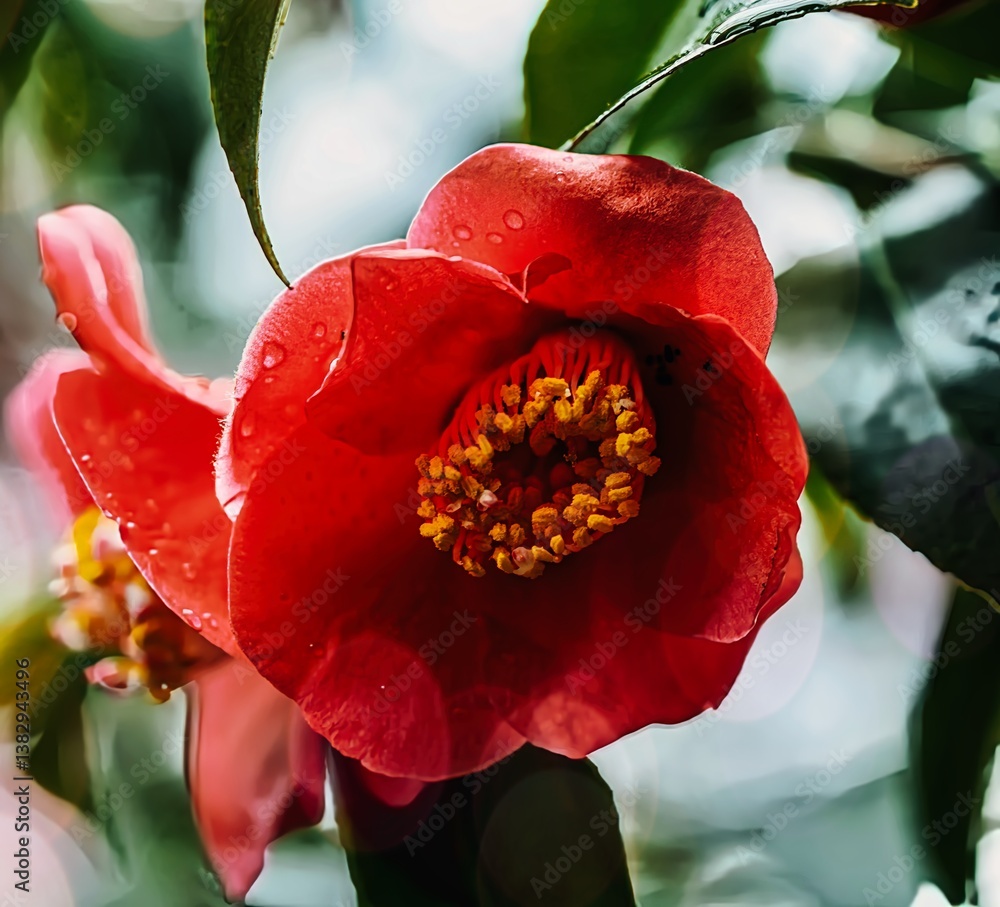 beautiful camellias blooming in spring