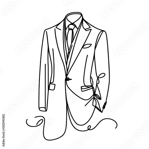 Elegant line drawing of a tailored suit  