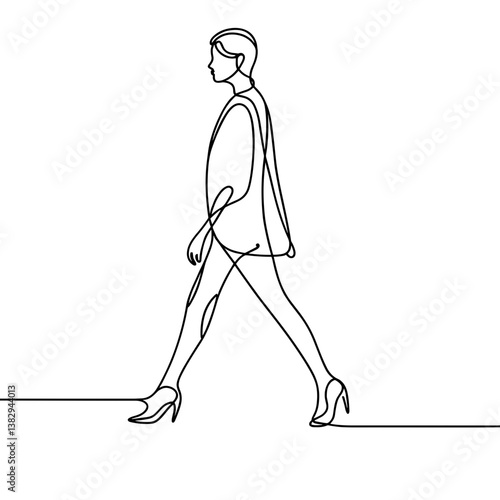 Fashion model walking in high heels on a runway illustration  