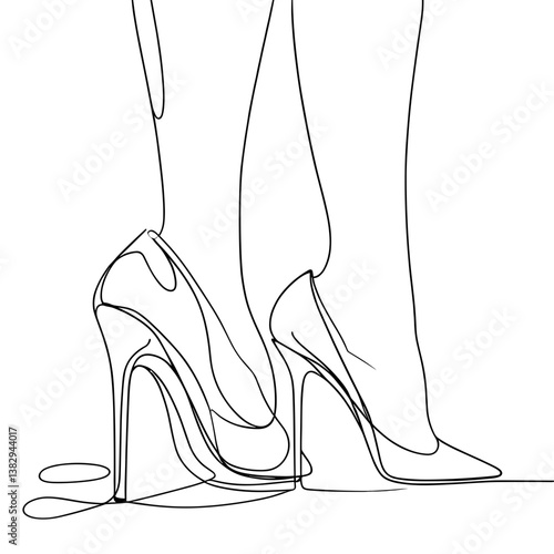 Elegant High Heels in Line Drawing Style  