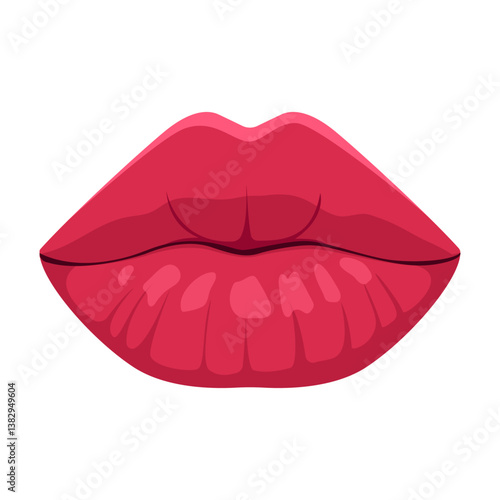 Red lips Vector illustration of female lips, concept of love, sexuality and beauty. Isolated on white background