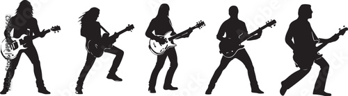"Elegant Guitarist Silhouettes" or "Musical Princesses with Guitars