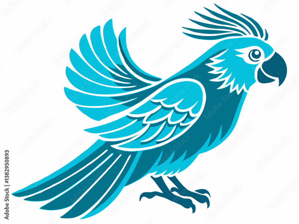 Obraz premium blue bird logo, vector illustration of a blue bird, blue bird with wings, blue macaw