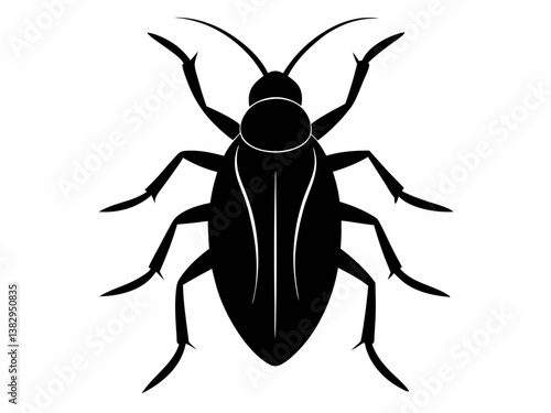 Rice Bug Silhouette Vector, Black Rice Insect Silhouette, Rice Stink Bug Outline 