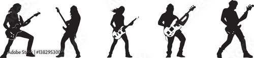 "Elegant Guitarist Silhouettes" or "Musical Princesses with Guitars