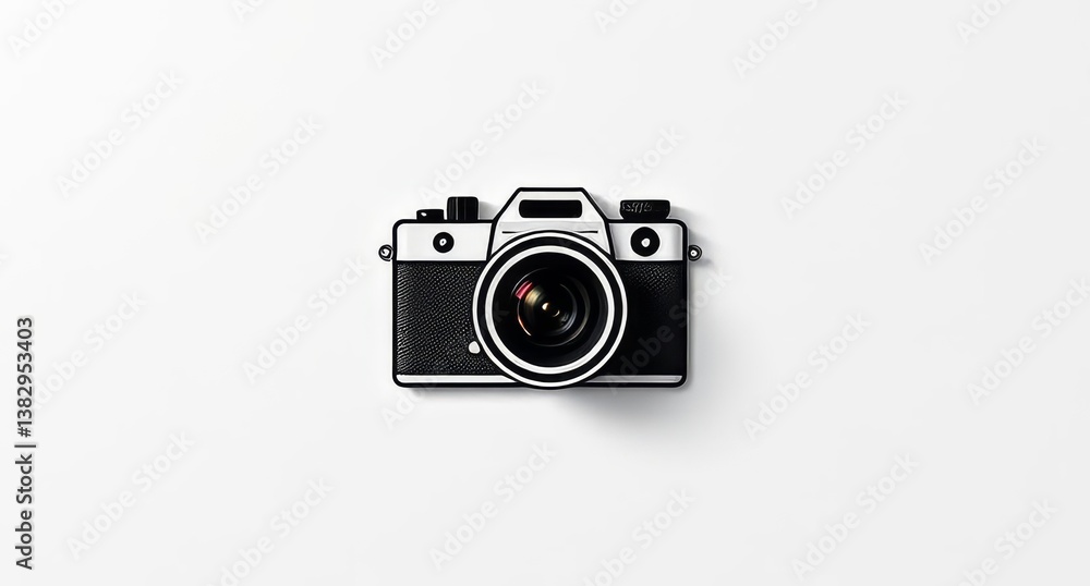 Camera Logo on White Paper with Soft Shadows Camera Logo on White Paper with Soft Shadows