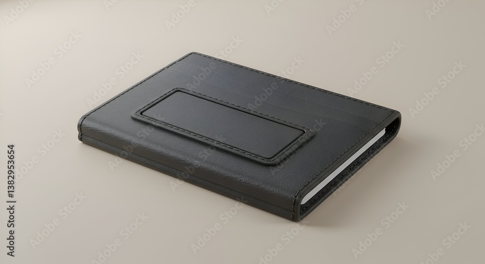 Dark gray leather notebook mockup. Dark gray leather notebook mockup.