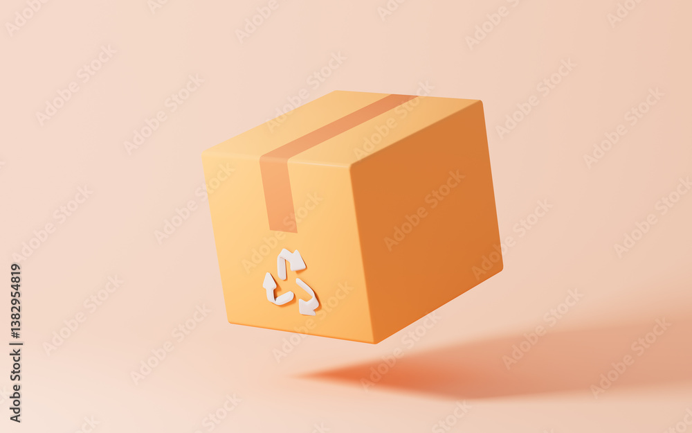 Obraz premium Cardboard boxes with recyclable logo, environmental protection concept, 3d rendering.