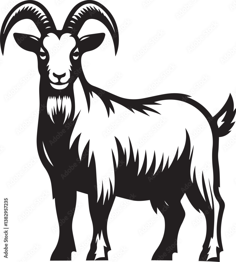 Obraz premium High-Quality Black & White Goat Vector
