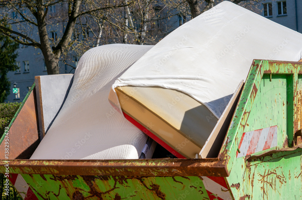 Recycling containers with mattresses for bulky waste