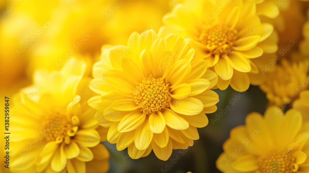 Close-up of bright yellow chrysanthemum blossoms Close-up of bright yellow chrysanthemum blossoms