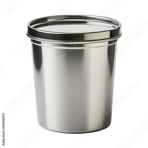 Wallpaper Mural Sleek metallic container with a black lid showcasing a modern design for storage, food service, or industrial applications, isolated on white background Torontodigital.ca