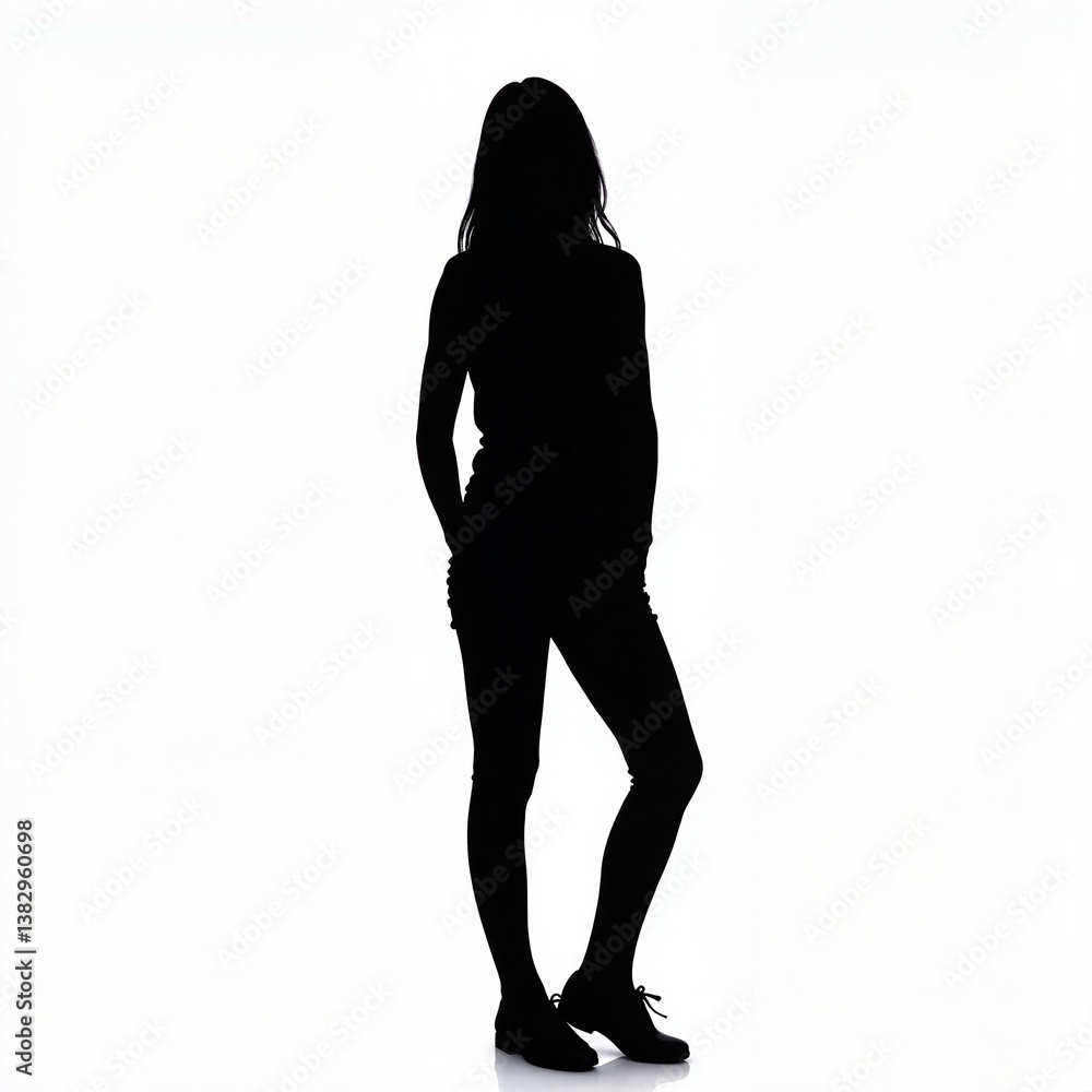Silhouette of a woman standing confidently against a bright background Silhouette of a woman standing confidently against a bright background
