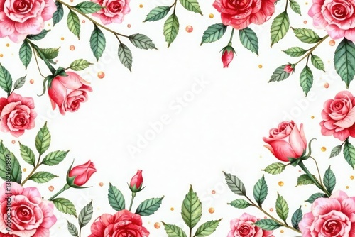 Wallpaper Mural Delicate watercolor roses & leaves, repeating seamlessly , seamless, wallpaper, rose pattern Torontodigital.ca
