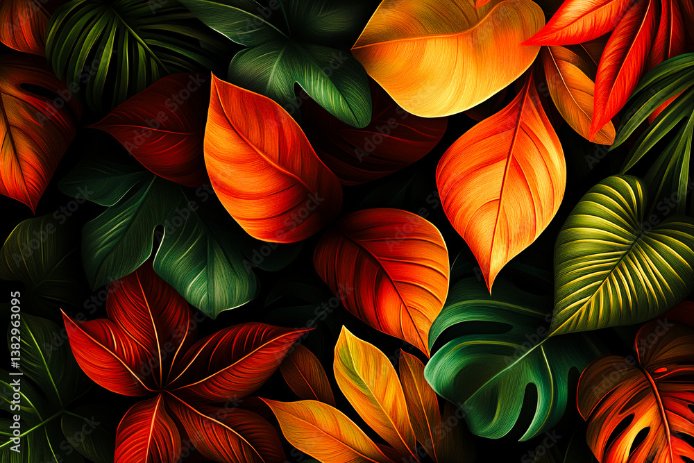 custom made wallpaper toronto digitalPapier peint avec feuilles tropicales