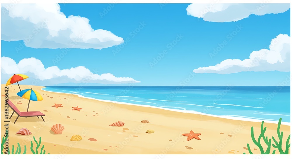 Obraz premium Sun-Kissed Shores AI Generated
