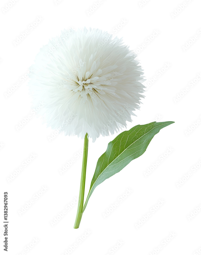 Fluffy white flower nature botanical isolated on transparent background, png Fluffy white flower nature botanical isolated on transparent background, png