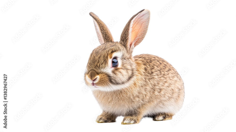 Fototapeta premium Small cute rabbit on a black background, mammal, bunny, animal, cut out transparent