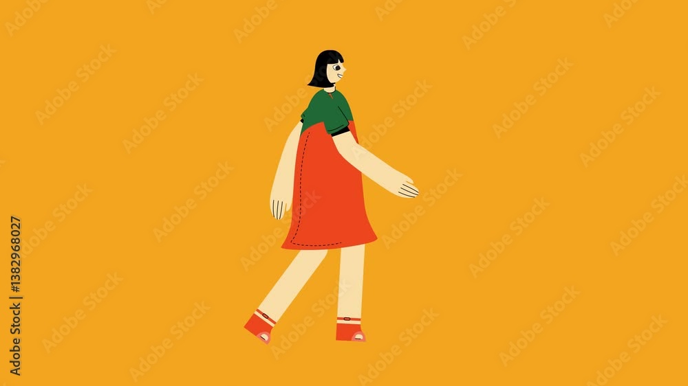 Flat style character walking cycle animation side view. Simple colorful minimalistic design for advertisement, business, corporate identity. Flat style character walking cycle animation side view. Simple colorful minimalistic design for advertisement, business, corporate identity.