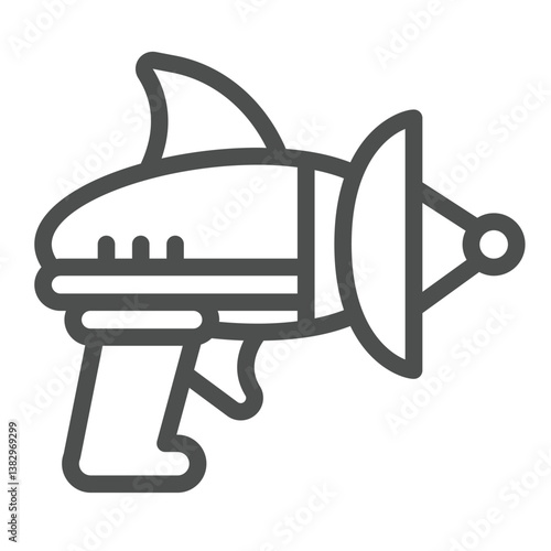 Laser gun line icon, cosmos concept. Vector graphics. Alien blaster rifle, weapon sign on white background, outline style icon for mobile or web design.