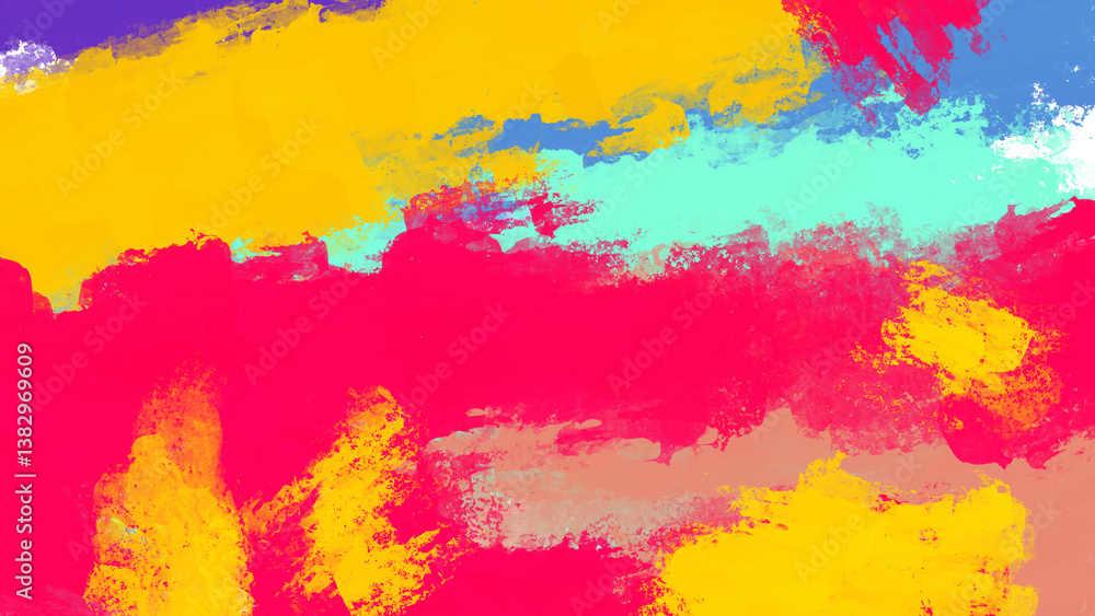 Abstract brushstrokes and blended colors in yellow, pink, blue, and purple. Expressive and artistic background. Abstract brushstrokes and blended colors in yellow, pink, blue, and purple. Expressive and artistic background.